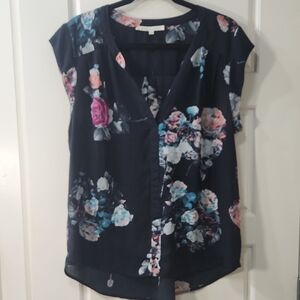 Daniel Rainn Dark Blue Floral Blouse